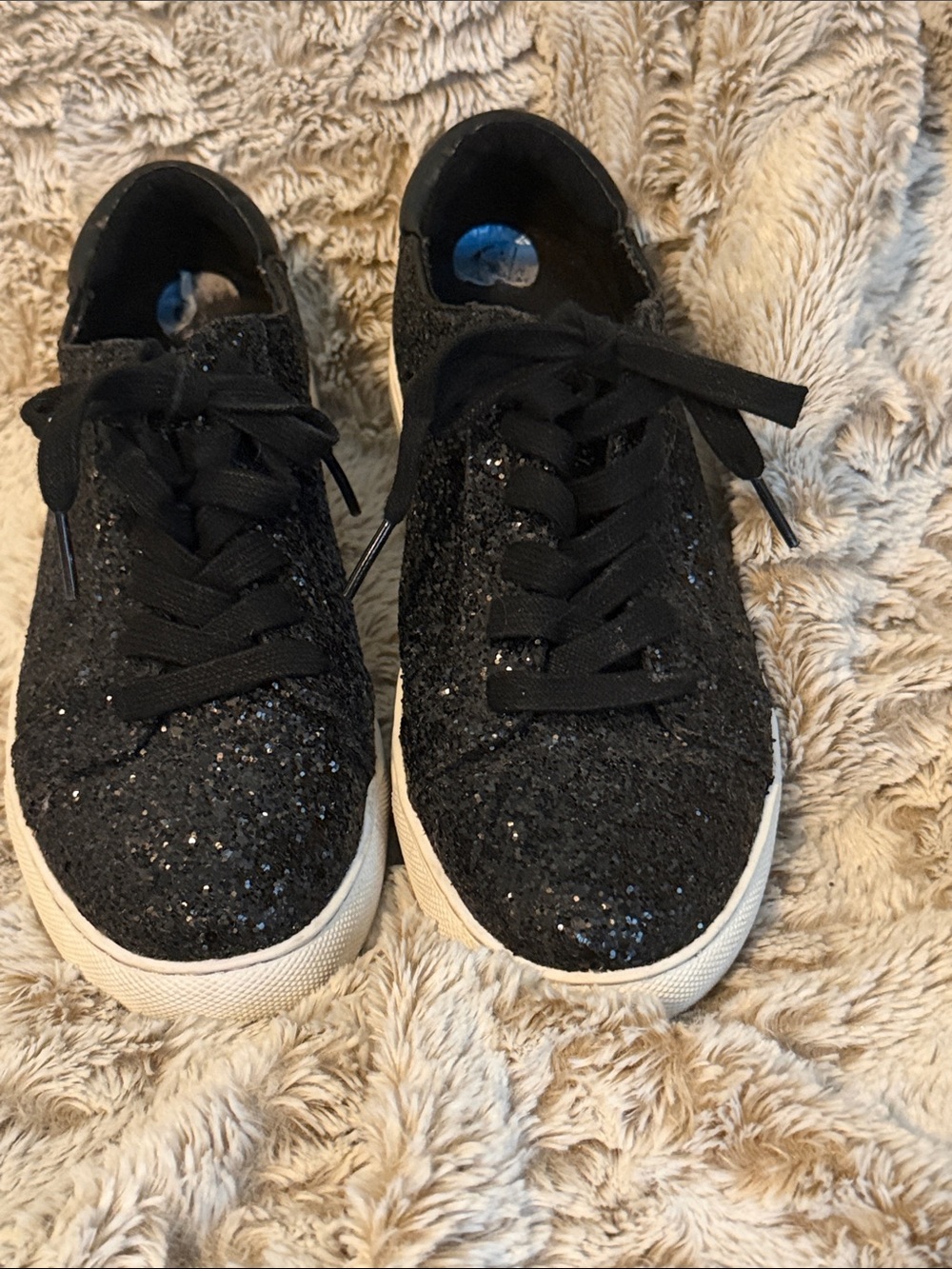 Kenneth Cole Black Glitter Lace-Up Sneakers